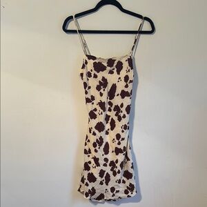 Stylish Cow Print Spaghetti Strap Mini Dress